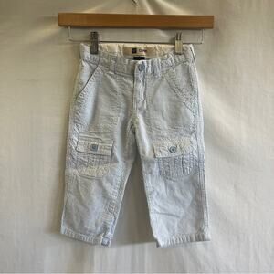 Gap Capri Pants Blue White Seersucker Cargo Toddler Girl Size 4 Adjustable Strap